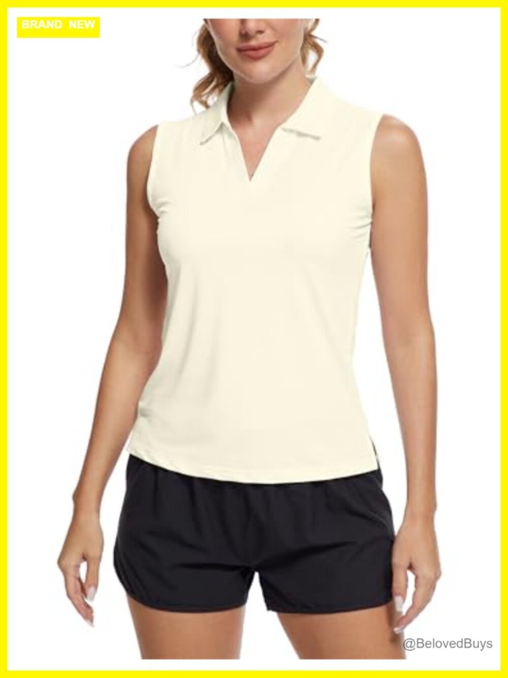 Sleeveless Golf Polo Tank Top UPF 50+ Athletic V-Neck Slim Fit